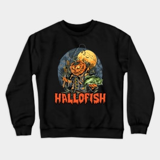 Fishing Pumpkin Halloween Custome Funny Ideas For Men Women Crewneck Sweatshirt